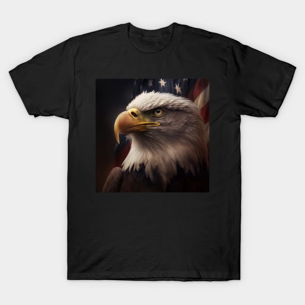 Traditional American Eagle and Flag T-Shirt by Jades-Corner